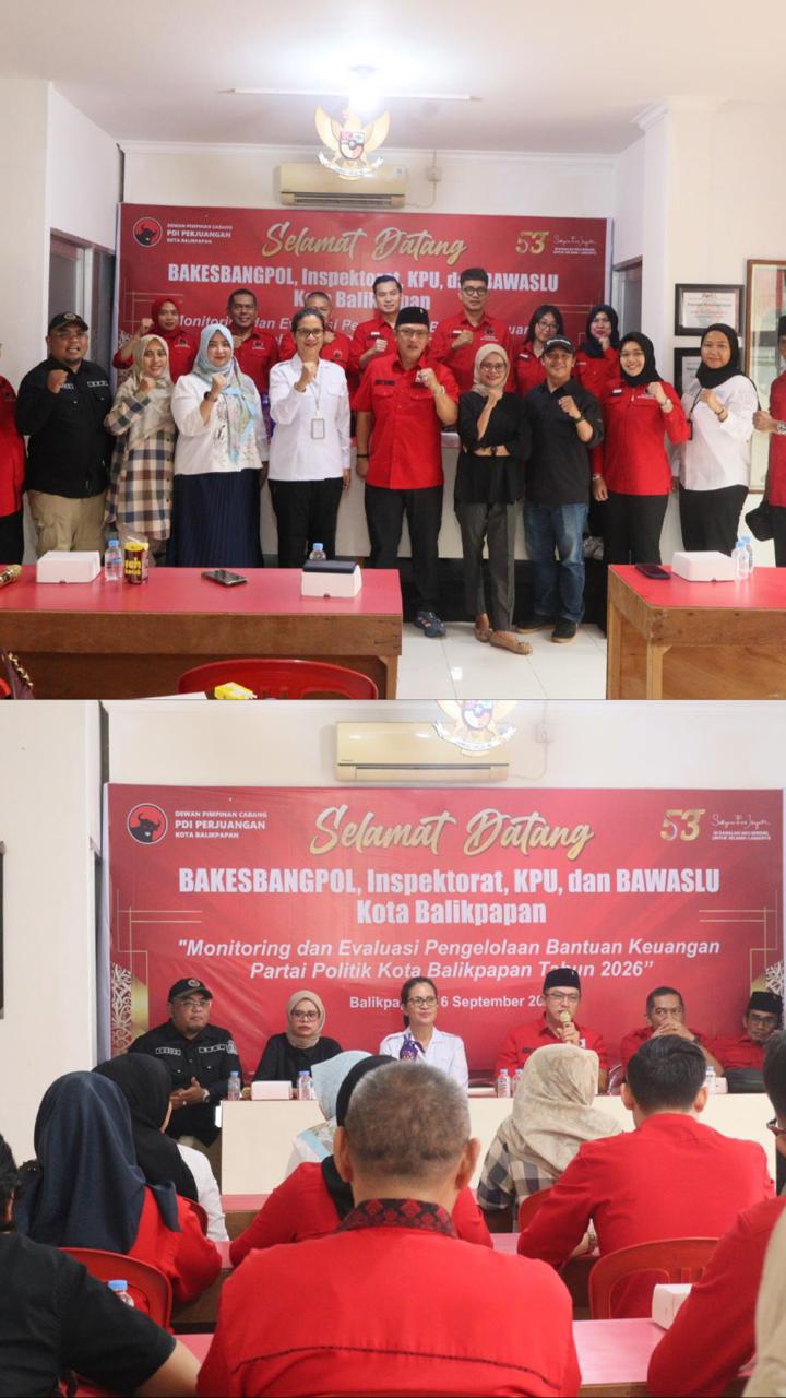 Dokumentasi Bawaslu Balikpapan Dampingi Monev Bantuan Keuangan Partai Politik di DPC PDIP