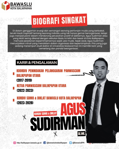 Kordiv SDMO & Diklat: Agus Sudirman, S.E., M.E.